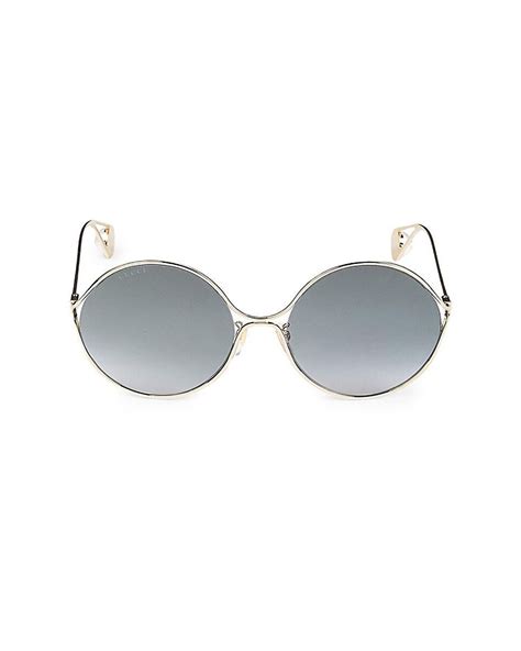 gucci 60mm round sunglasses in metallic lyst
