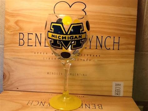 Personalized Hand Painted Michigan Wine Glass With Polka Dots