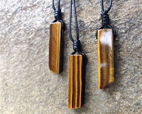 Tigers Eye Necklace For Men Healing Crystal Pendant Etsy