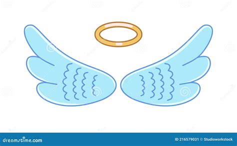 Angel Wing With Gold Nimbus Isolated On White Stock Vector