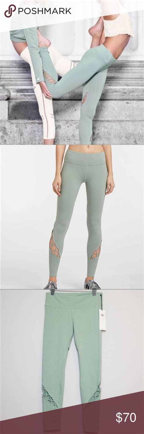 Alo Yoga Entwine Detail Leggings Tights Sage Green Leggings Are Not