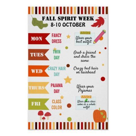 Colorful Fall Spirit Week School Flyer Poster Zazzle Spirit Week