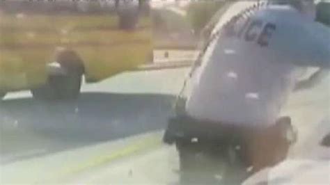 cops narrowly miss being hit by own suv during traffic stop on air videos fox news