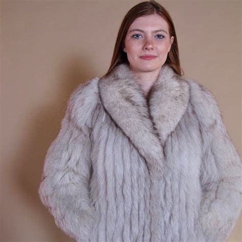 vintage saga silver fox fur jacket white fox fur coat etsy fur coat fur coat vintage fox