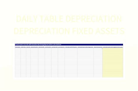 Daily Table Depreciation Depreciation Fixed Assets Excel Template And