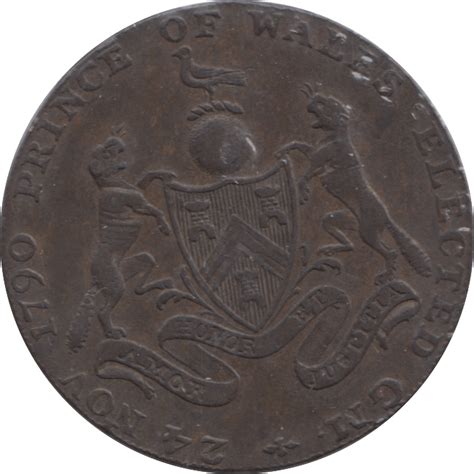 1790 Halfpenny Token Prince Of Wales Elected Ref 313 Cambridgeshire