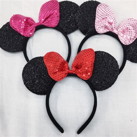 Sparkle Minnie Mouse LARGE Bow Ears Headband Minnie Inspired Etsy