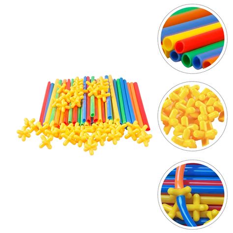 200 Pcs Straw Blocks Straws Kids Puzzle Building Toys Silica Gel