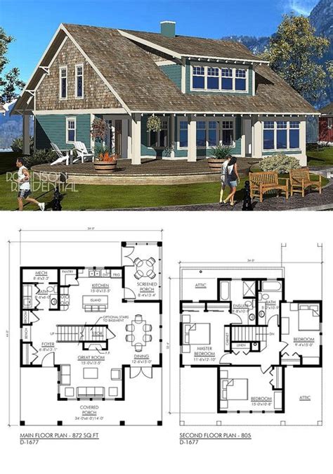 Craftsman D 1677 Robinson Plans House Plan Gallery Lake House