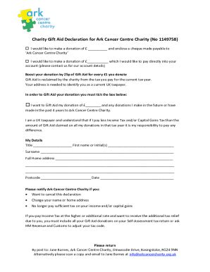 Fillable Online Charities And Casc Gift Aid Declaration Forms For A