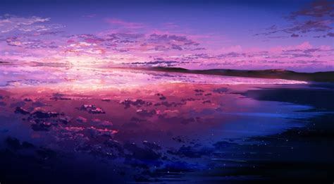 Wallpaper Anime Landscape Sunset Scenery Clouds Sky