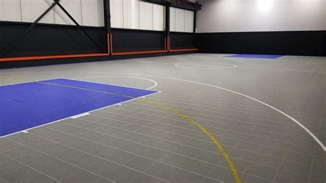 Basketball courts come in different sizes based on the level and type of basketball being played. Nearly 5,000 sq ft sport court gym floor - perfect for ...