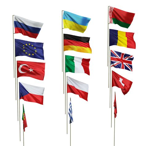 Flags Of Different Countries 15 Items 48 Maps 3d Model Cgtrader