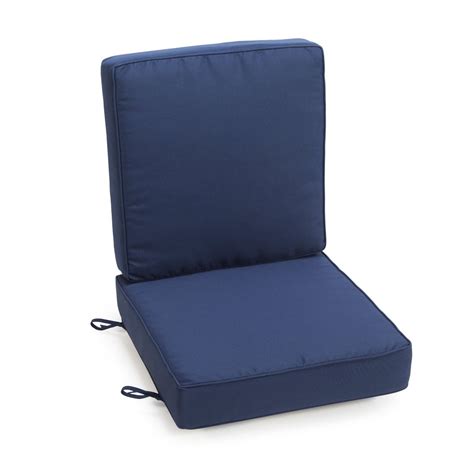 Navy Blue Outdoor Patio Chair Deep Seat Cushion Set Hinged Seat Back