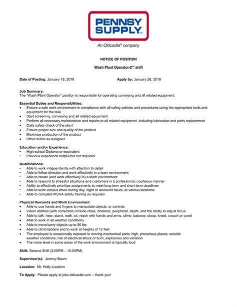 **NOW HIRING** - 2nd shift wash plant operator | PDF