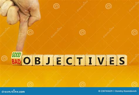 Good Or Bad Objectives Symbol Businessman Turns A Wooden Cube Changes