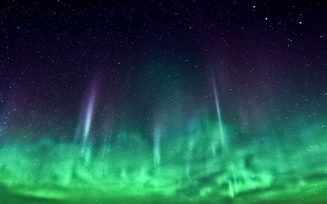 Green Light Sky Aurora Borealis Stars Northern Space Wallpaper