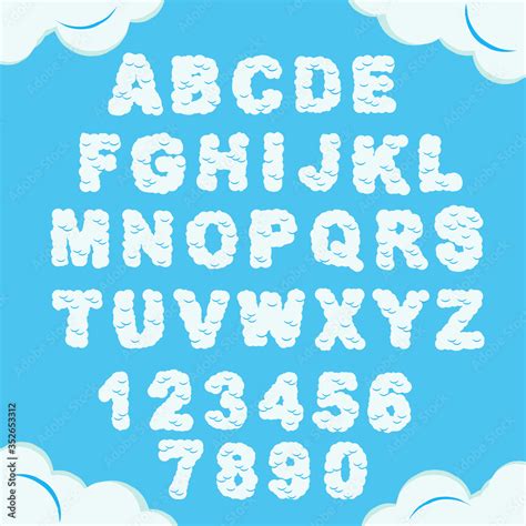 Cloud Font Sky Alphabet Cloudy Chubby Letters And Numbers Heaven