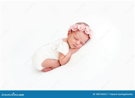 Sleeping Newborn Baby Girl Stock Photo Image Of Comfort 188194422
