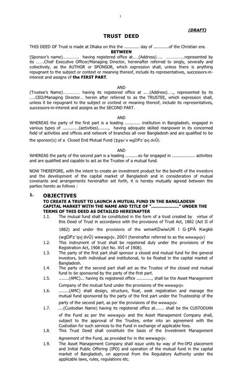 • if you use your deed of covenant form, every £1 you give … Trust Deed for Mutual Fund-Single
