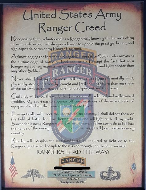 Army Ranger Creed Army Military