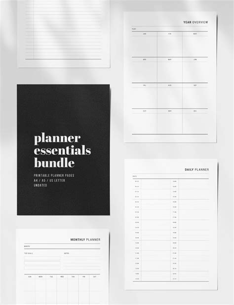Printable Planner Essentials Bundle Undated A4 A5 Us Letter