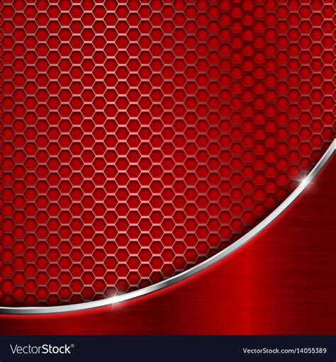 Red Metal Perforated Background With Wave Steel Vector Image