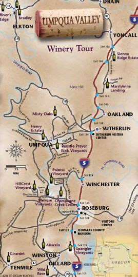 Umpqua Valley Map Of Wineries Valley