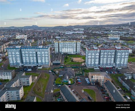 Aerial View Of Housing Estate At Wester Hailes In Edinburgh Scotland