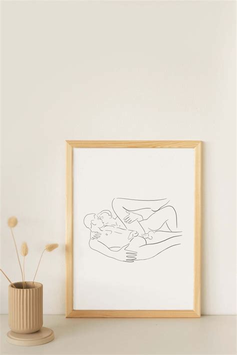 Nude Line Drawing Gay Erotic Art Male Nude Art Erotic Nudity Couple