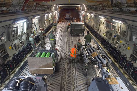Airmen Load Cargo On A C 17 Globemaster Iii Aircraft During Rapid