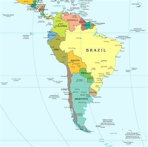 South America Large Political Map Large Political Map Of