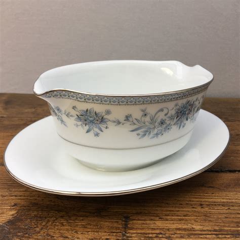 Noritake Blue Hill Gravysauce Boat With Integrated Stand Mrpottery