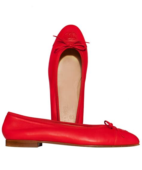 Chanel Red Leather Cc Cap Toe Ballet Flats Chanel Artlistings