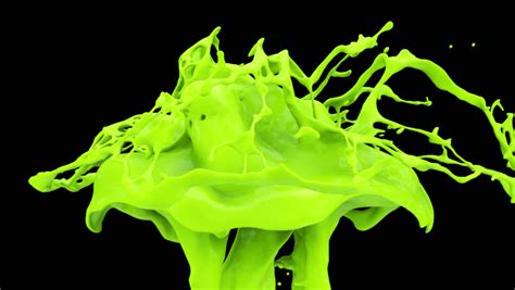 Green Color Splash In Extreme Slow Motion Alpha Channel Included Full
