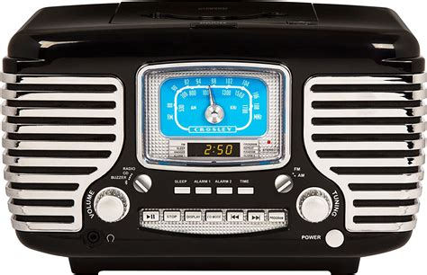 Buy Crosley Cr612d Bk Corsair Retro Amfm Dual Alarm Clock Radio With Cd