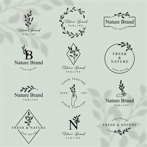 Premium Vector Feminine Floral Line Art Logo Editable Template Set