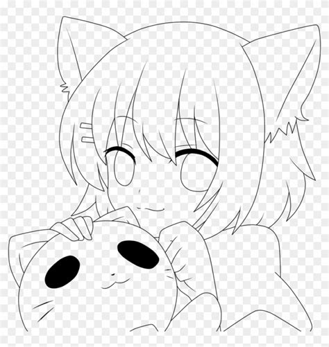 Download Ear Clipart Neko Anime Girl With Cat Drawing Png Download Png Download Pikpng