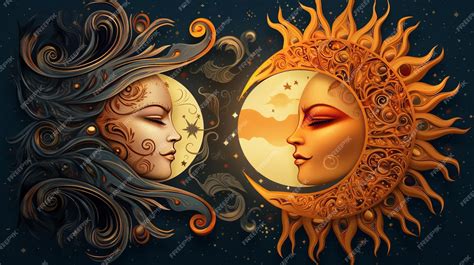 Celestial Harmony Artistic Sun and Moon | Premium AI-generated image