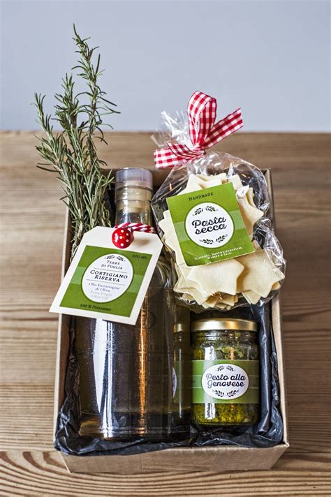 Handmade Italian Food T Basket With Pasta Pesto And Extra Vergin Olive Oil From Italy