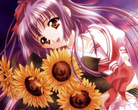 Anime Girls Flowers Wallpapers Hd Wallpapers Id 4117