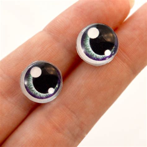 Purple And Teal Anime Glass Doll Eyes With Shines Handmade Glass Eyes