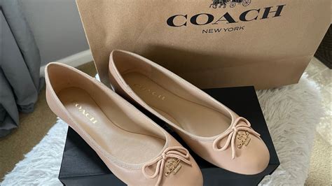 Coach Outlet Alina Ballet Flats Beige Leather Unboxing Youtube