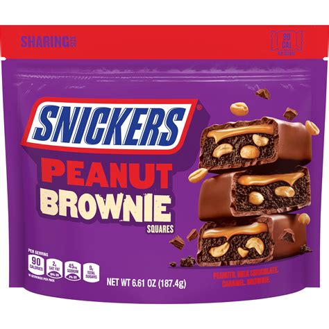 Snickers Peanut Brownie Squares Fun Size Chocolate Candy Bars 661 Oz