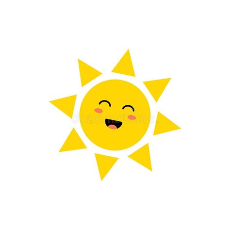 Sun Vector Icon Cute Yellow Sun With Happy Face Emoji Summer