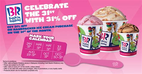 Baskin robbins is the world's largest chain of ice cream specialty shops. 48 SMART: Baskin Robbins@31% OFF Merdeka Promotion!