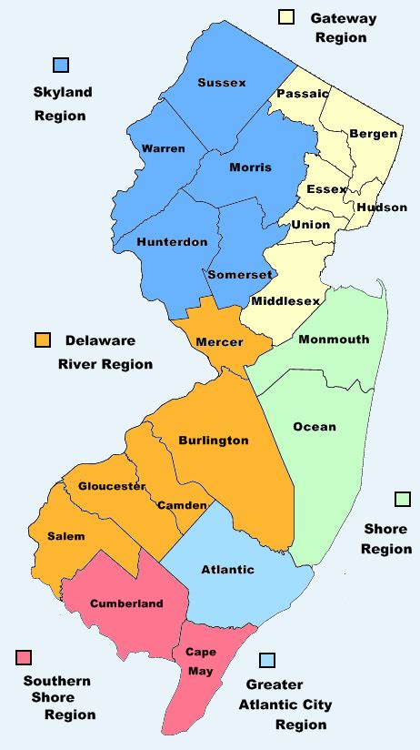New Jersey Map With All Cities Shena Fish