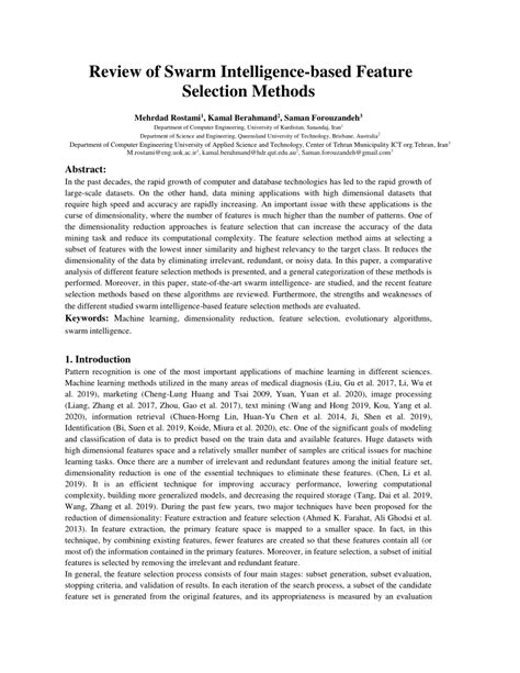 Swarm intelligence (si) algorithms are one of the most effective ways to solve complex optimization problems 18,19 including optimization of the solution of the optimization problem is performed by three swarm intelligence algorithms. (PDF) Review of Swarm Intelligence-based Feature Selection ...