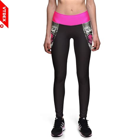 Women Sports Leggings Marilyn Monroe Pattern Elastic Yoga Pants Digital