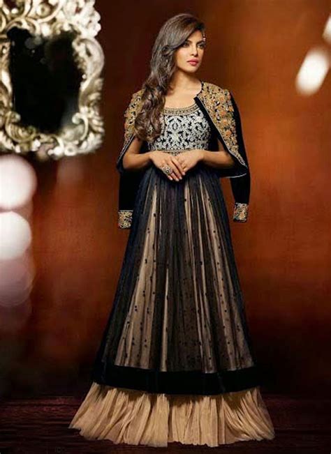 Priyanka Chopra Black Net Anarkali Suit Salwar Kameez